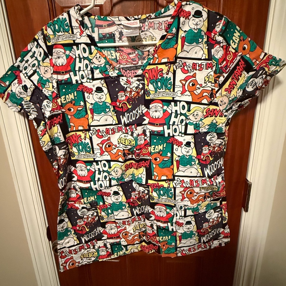 Rudolph The Red Nose Reindeer Scrub Top